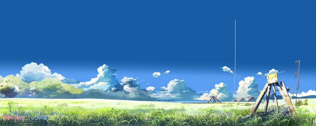 36855 landscape anime Makoto Shinkai clouds field contrails The Place Promised In Our Early Days